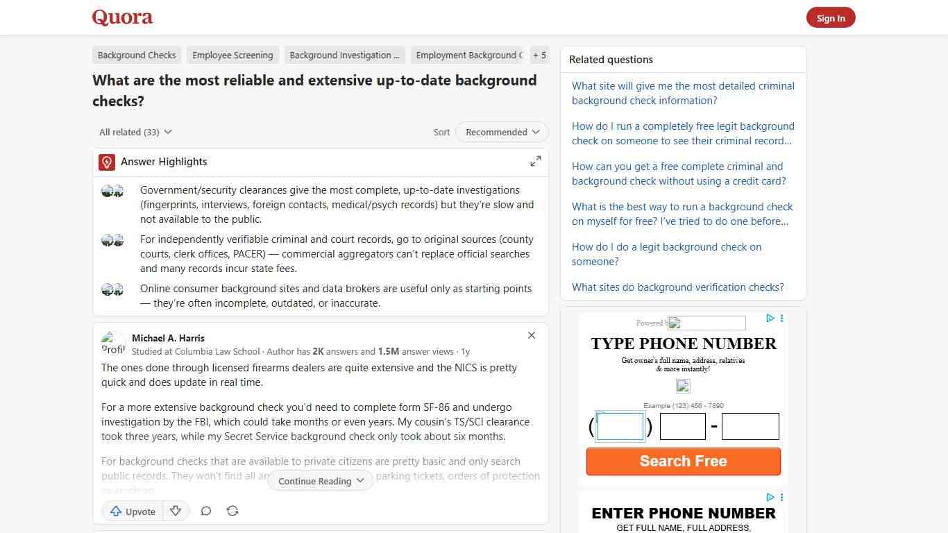 What are the most reliable and extensive up-to-date background checks? - Quora